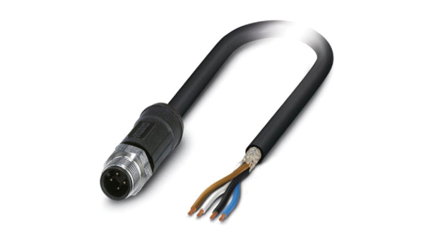 Cable de conexión Phoenix Contact, con. A M12 Macho, 4 polos, cod.: A, long. 2m, 250 V, 4 A, IP65, IP67, IP68, IP69K