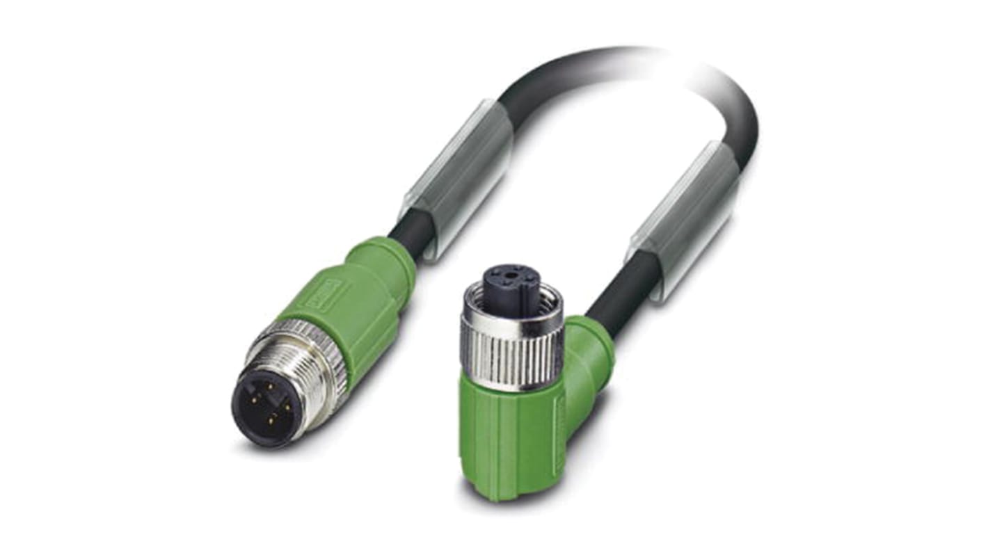 Cable de conexión Phoenix Contact, con. A M12 Macho, 4 polos, con. B M12 Hembra, 4 polos, cod.: A, long. 3m, 250 V, 4