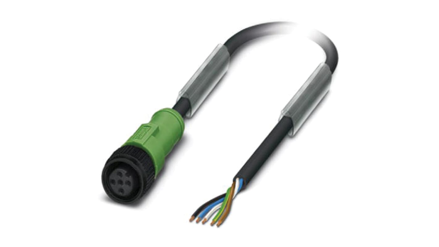 Cable de conexión Phoenix Contact, con. A M12 Hembra, 5 polos, cod.: A, long. 5m, 60 V, 4 A, IP65, IP67, IP68