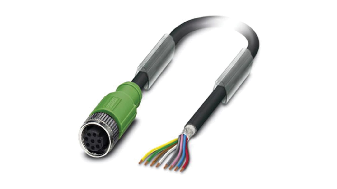 Phoenix Contact Female 8 way M12 to Sensor Actuator Cable, 3m