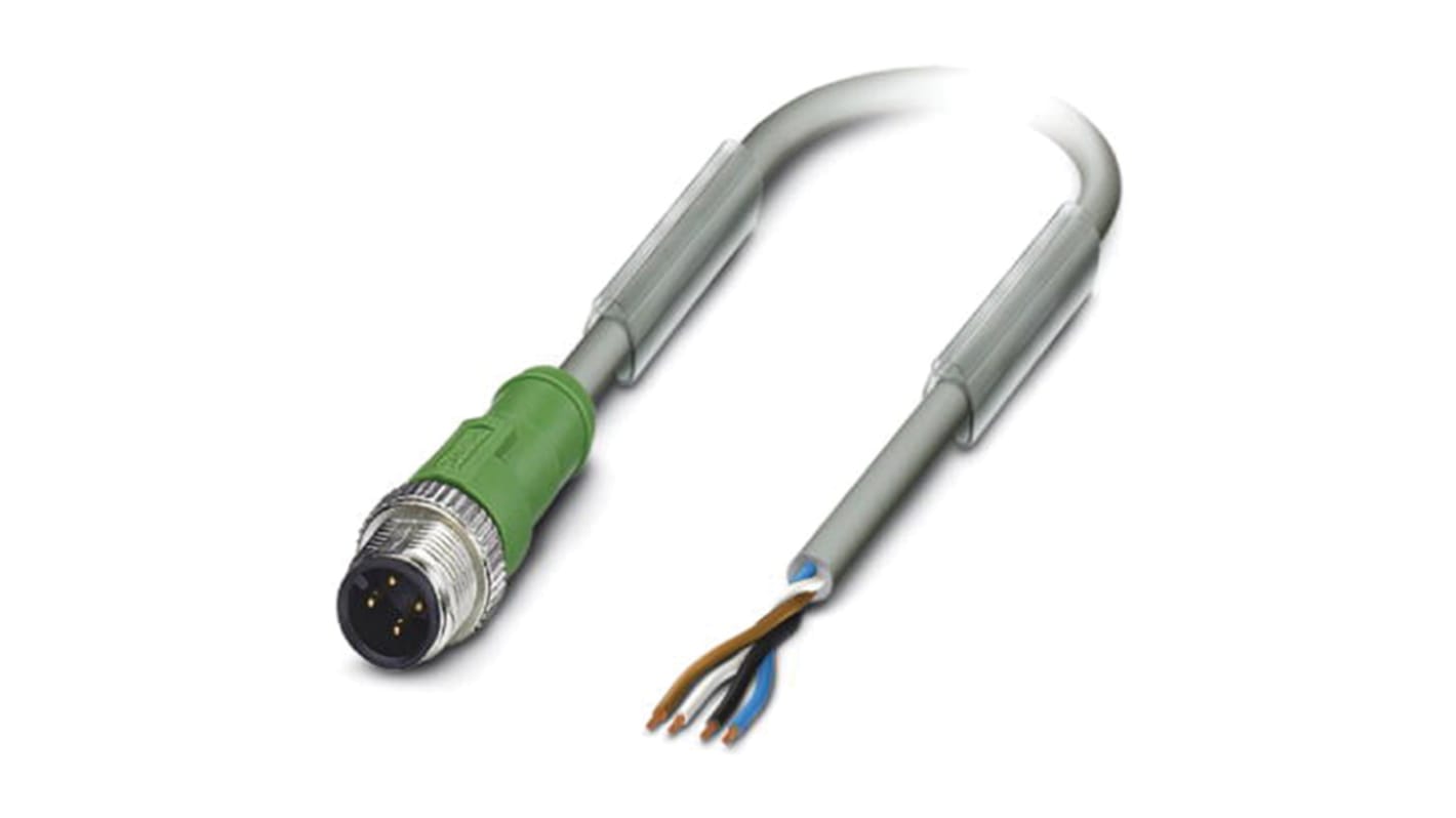 Cable de conexión Phoenix Contact, con. A M12 Macho, 4 polos, cod.: A, long. 5m, 250 V, 4 A, IP65, IP67, IP68