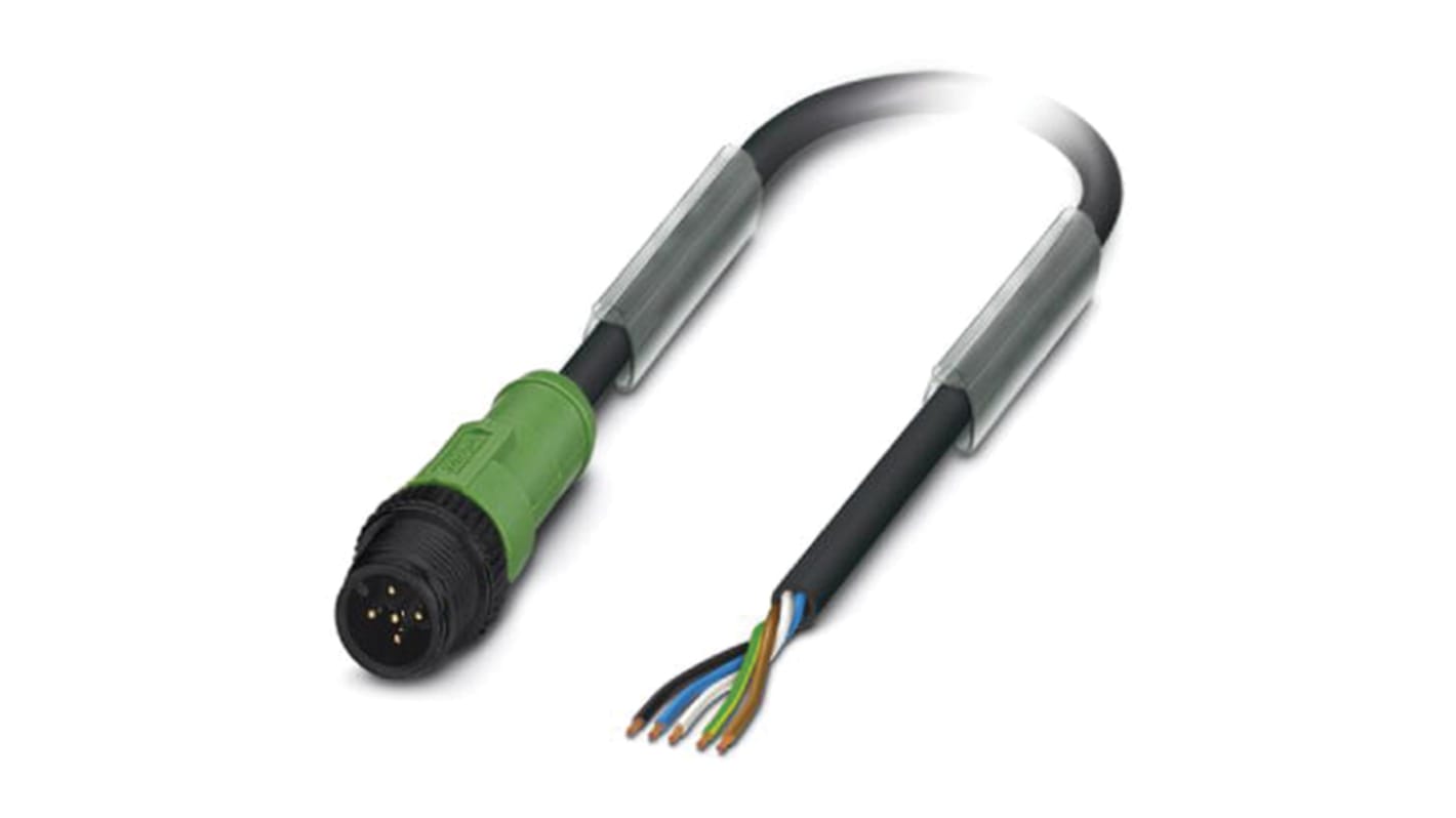Cable de conexión Phoenix Contact, con. A M12 Macho, 5 polos, cod.: A, long. 5m, 60 V, 4 A, IP65, IP67, IP68