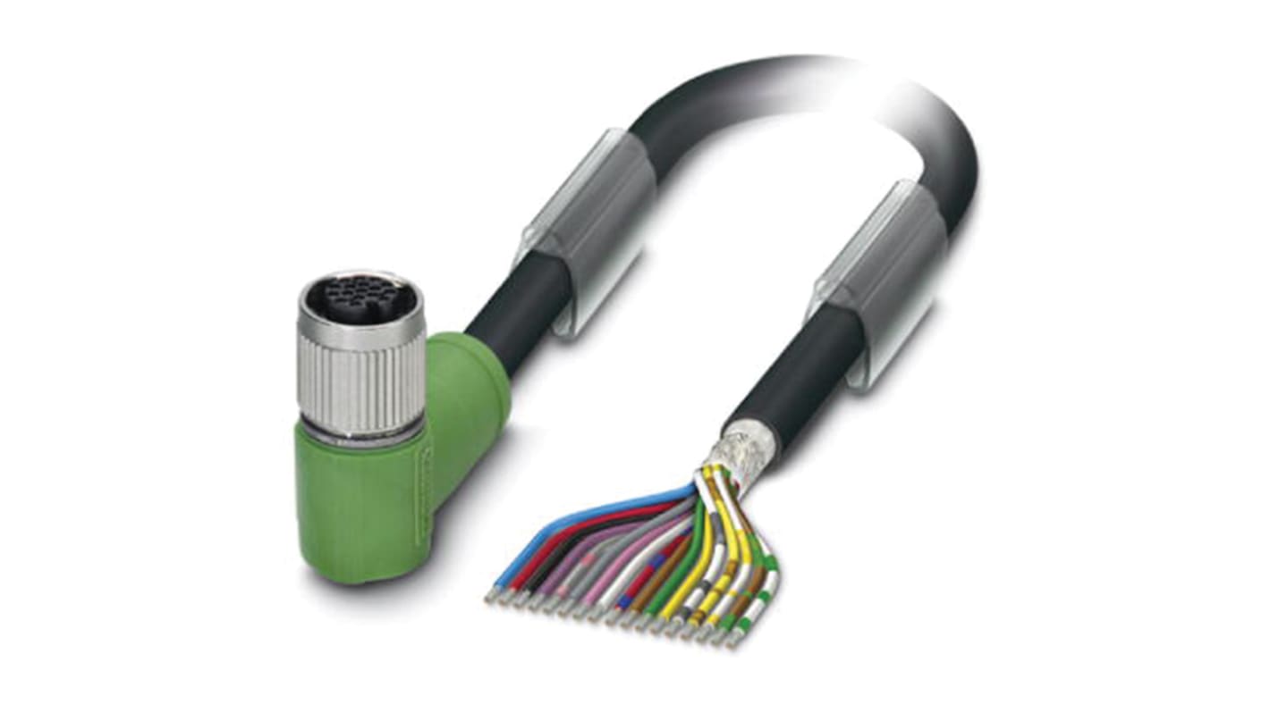 Cable de conexión Phoenix Contact, con. A M12 Hembra, 17 polos, cod.: A, long. 1.5m, 30 V, 1,5 A, IP65, IP67