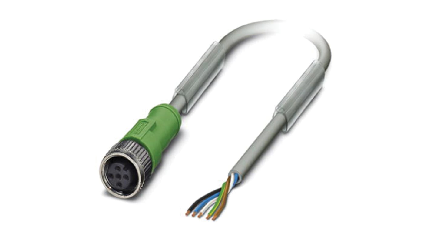 Cable de conexión Phoenix Contact, con. A M12 Hembra, 5 polos, cod.: A, long. 5m, 60 V, 4 A, IP65, IP67, IP68