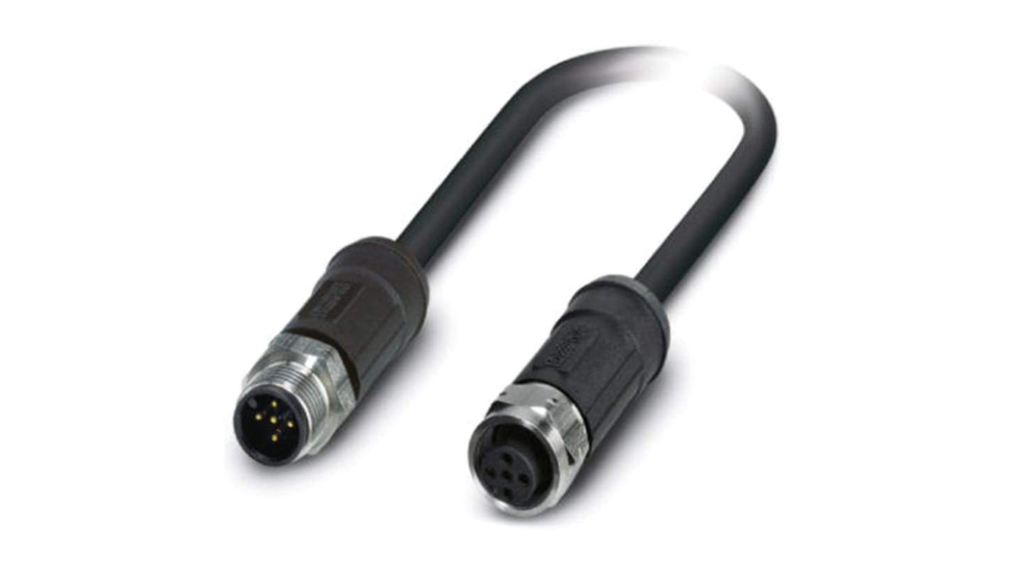 Cable de conexión Phoenix Contact, con. A M12 Macho, 5 polos, con. B M12 Hembra, 5 polos, cod.: A, long. 2m, 60 V, 4