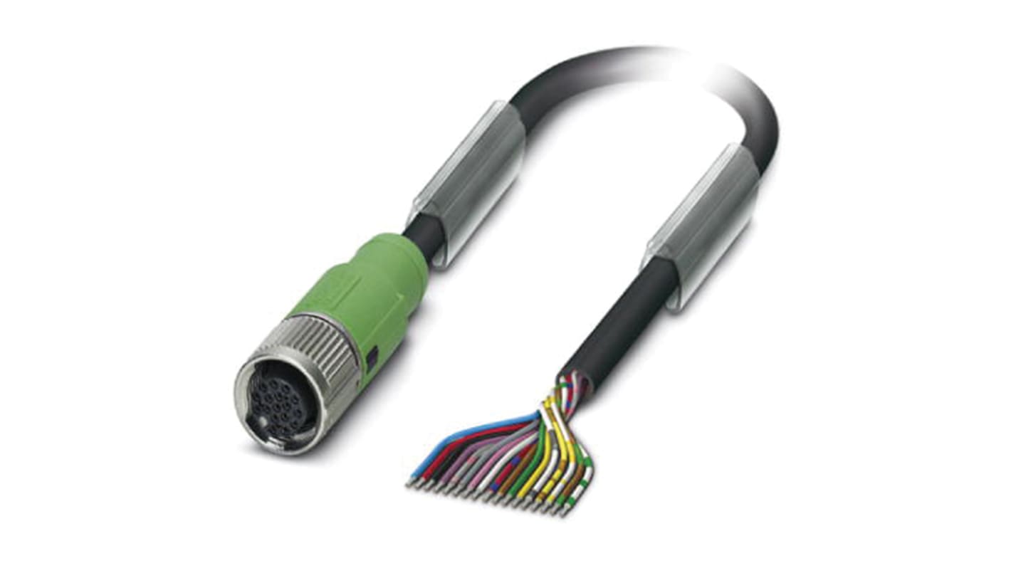 Cable de conexión Phoenix Contact, con. A M12 Hembra, 17 polos, cod.: A, long. 3m, 30 V, 1,5 A, IP65, IP67, IP68