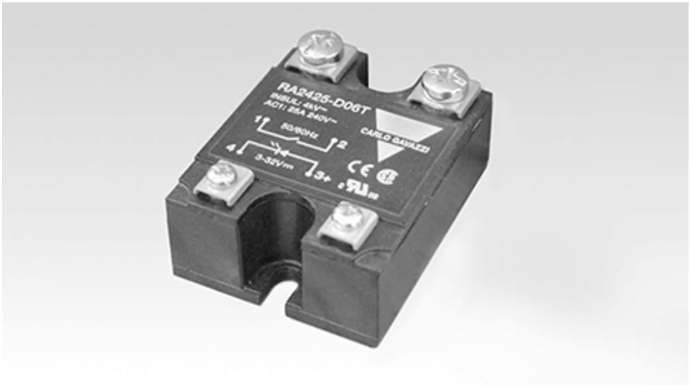 Relé de estado sólido Carlo Gavazzi RA 48 de 1 polo, control 3 → 32 V dc, carga 42 → 530V ac, 25 A máx.,