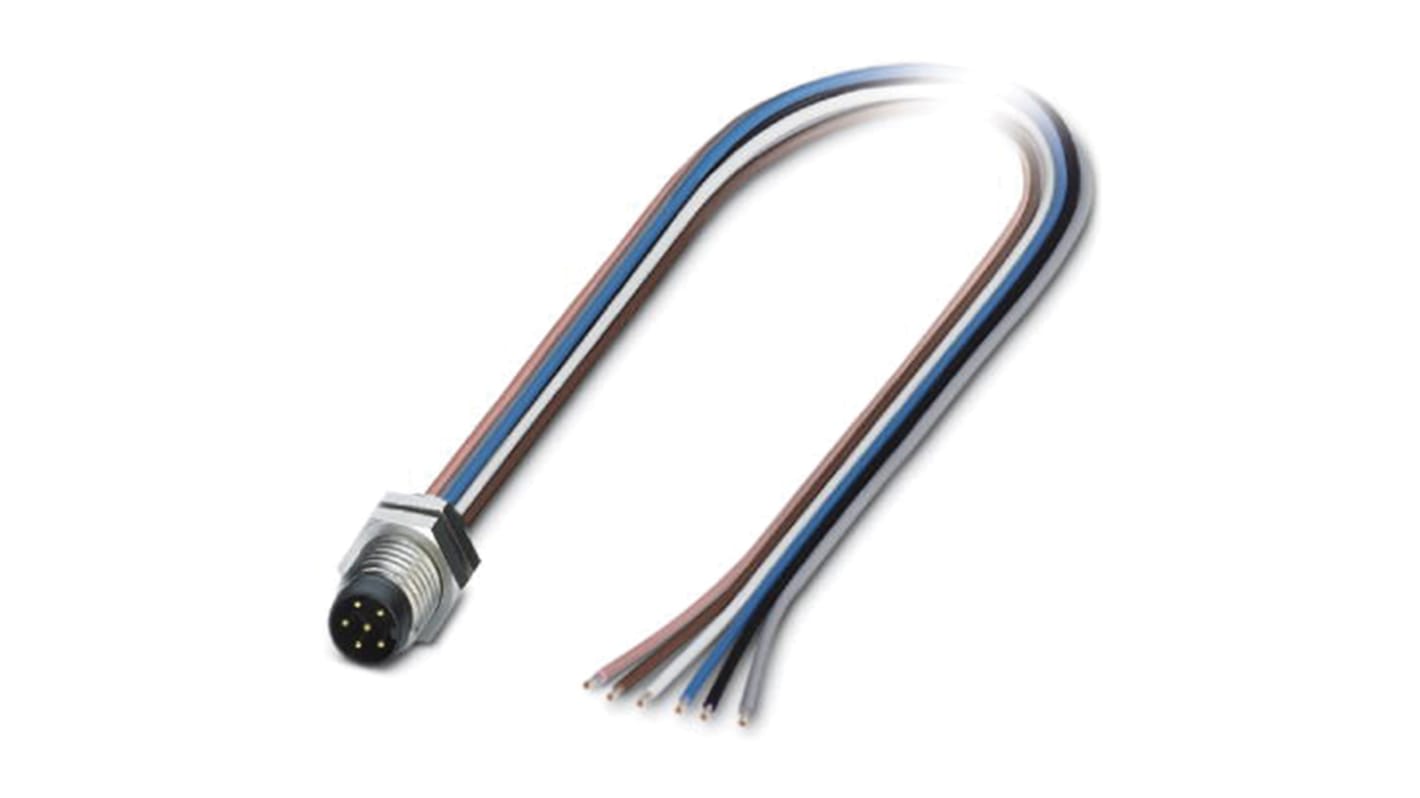 Cable de conexión Phoenix Contact, con. A M8 Macho, 6 polos, long. 500mm, 30 V, 2 A, IP67