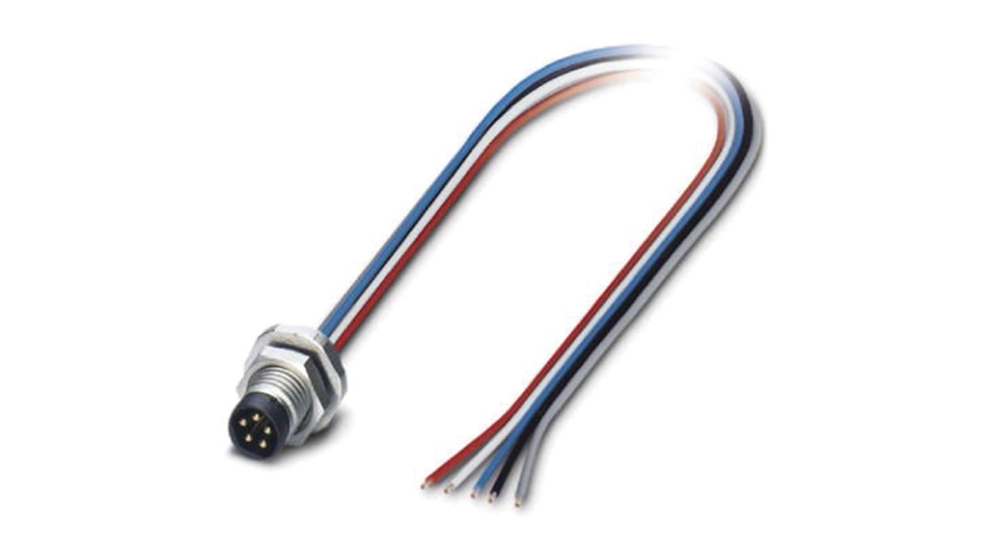 Phoenix Contact Male 5 way M8 to Bus Cable, 500mm