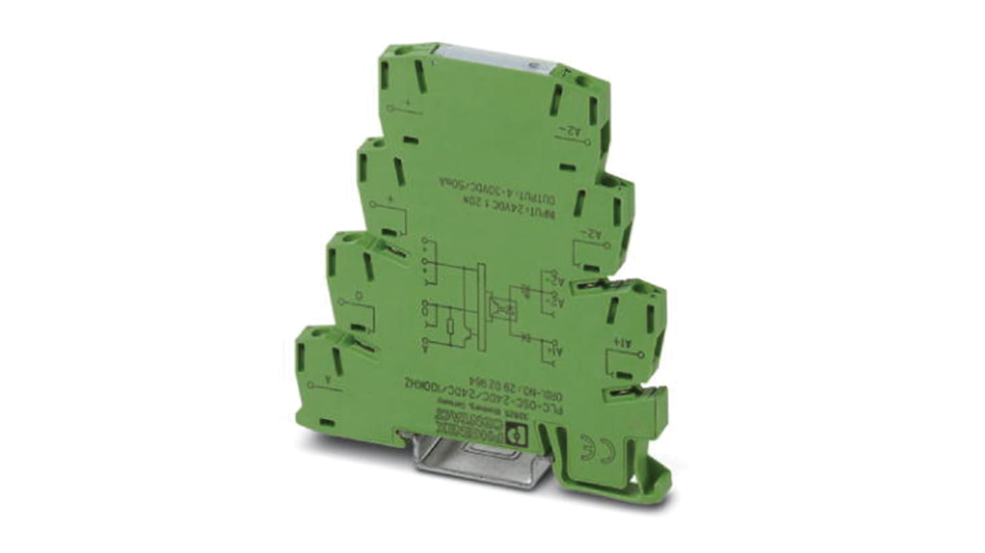 Phoenix Contact PLC-OPT- 24DC/24DC/100KHZ Series Interface Relay Module, DIN Rail Mount