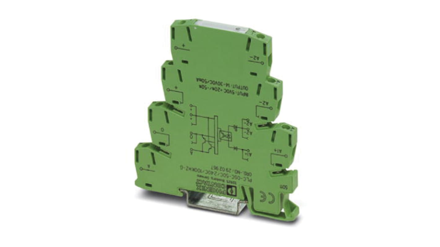 Phoenix Contact PLC-OPT-5DC/24DC/100KHZ-G Series Solid State Interface Relay, DIN Rail Mount