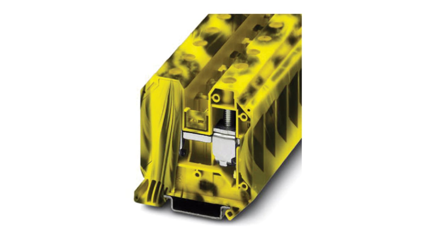 Phoenix Contact UT 35-FE Series Black, Yellow Feed Through Terminal Block, Single-Level, Screw Termination