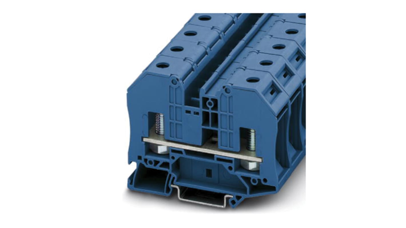 Phoenix Contact RT 8 BU Series Blue Non-Fused Terminal Block, Single-Level, Bolt Termination