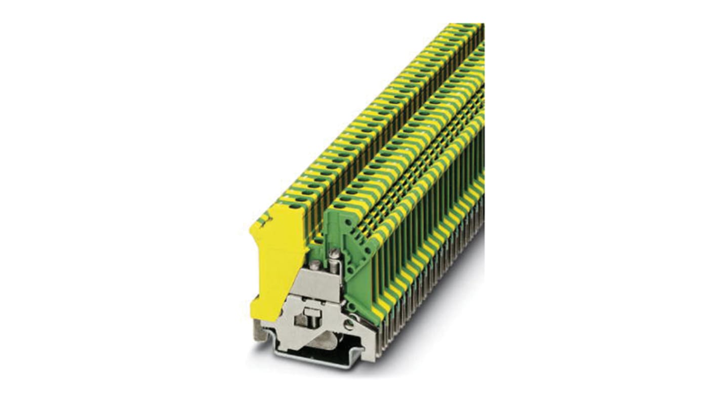 Phoenix Contact USLKG 3 N Series Green, Yellow Earth Terminal Block, 0.2 → 4mm², Single-Level, Screw Termination