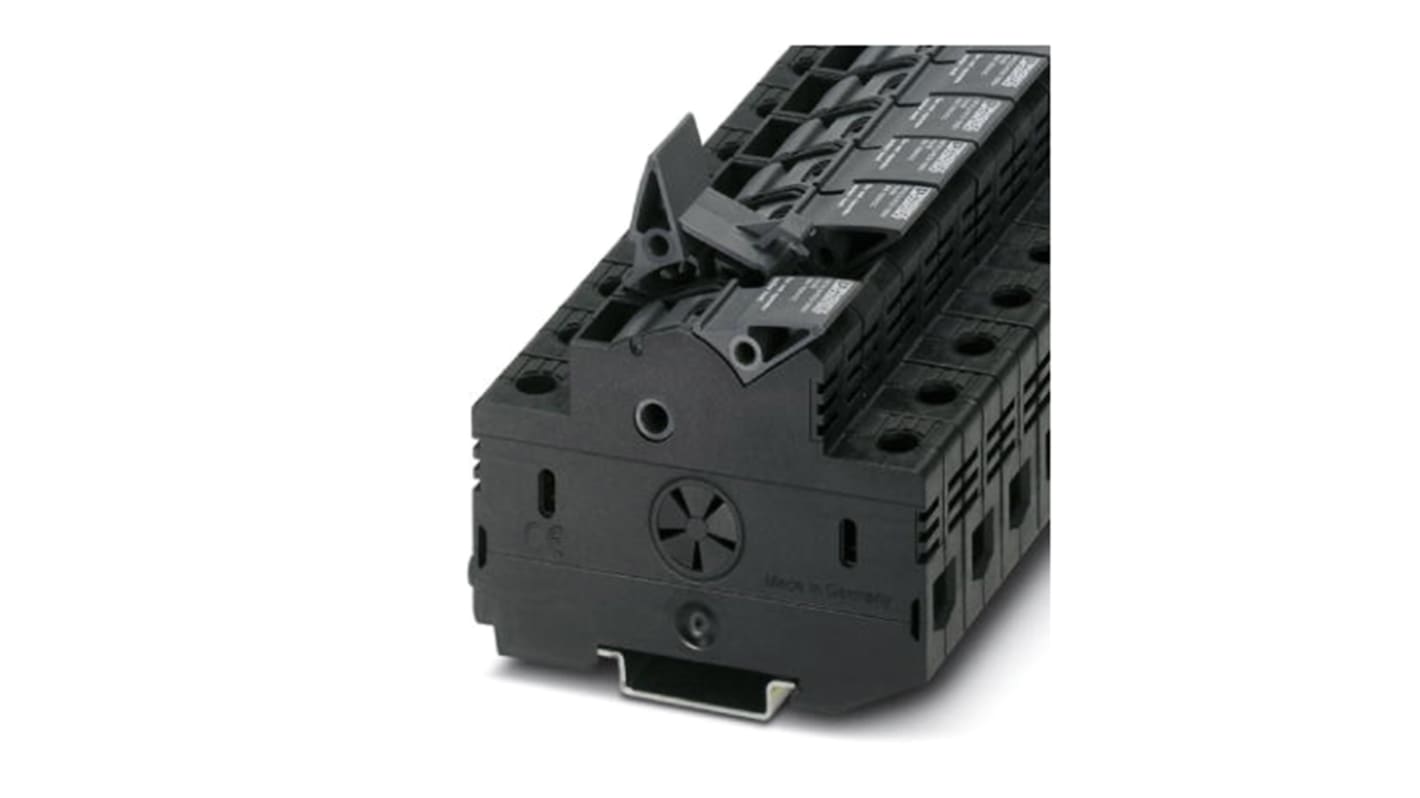 Phoenix Contact UK 10.3-CC HESILED N 600 2POL Series Black Fused DIN Rail Terminal, 1.5 → 25mm², Single-Level,