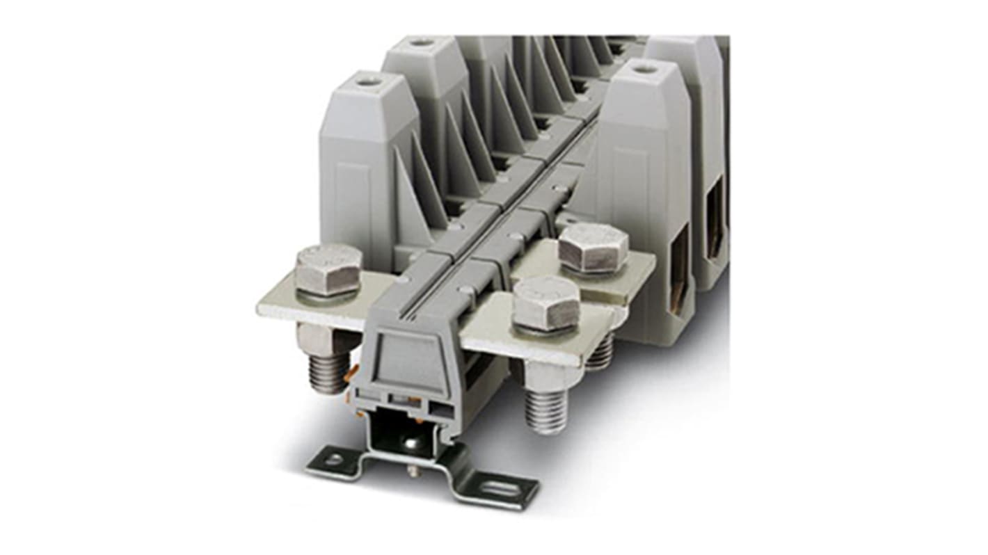 Phoenix Contact UHV240-AS 16/AS 10 Series Grey Terminal Strip, Single-Level, Bolt Termination