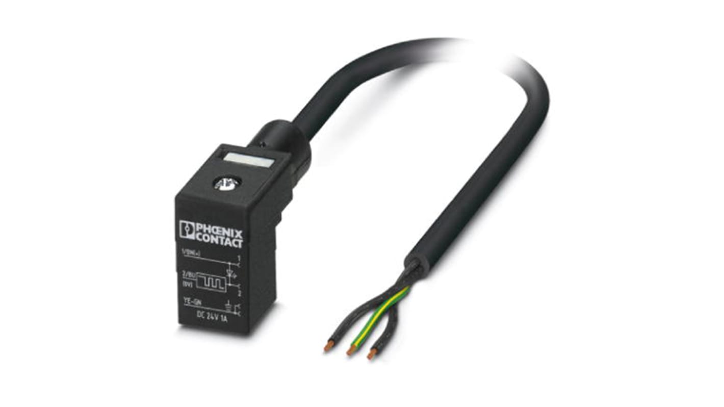 Cable de conexión Phoenix Contact, con. A DIN 43650 forma C, 3 polos, long. 5m, 24 V CC, 1 A, IP67