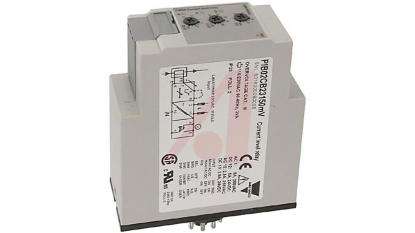 Carlo Gavazzi Current Monitoring Relay, 1 Phase, SPDT, Maximum of 4 V ac, 150 mV ac/dc, Plug In