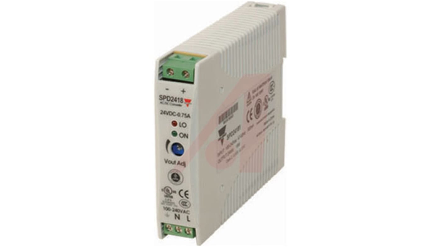 Carlo Gavazzi Switch Mode DIN Rail Power Supply, 90 → 264 V ac / 120 →375V dc ac, dc Input, 12V dc dc