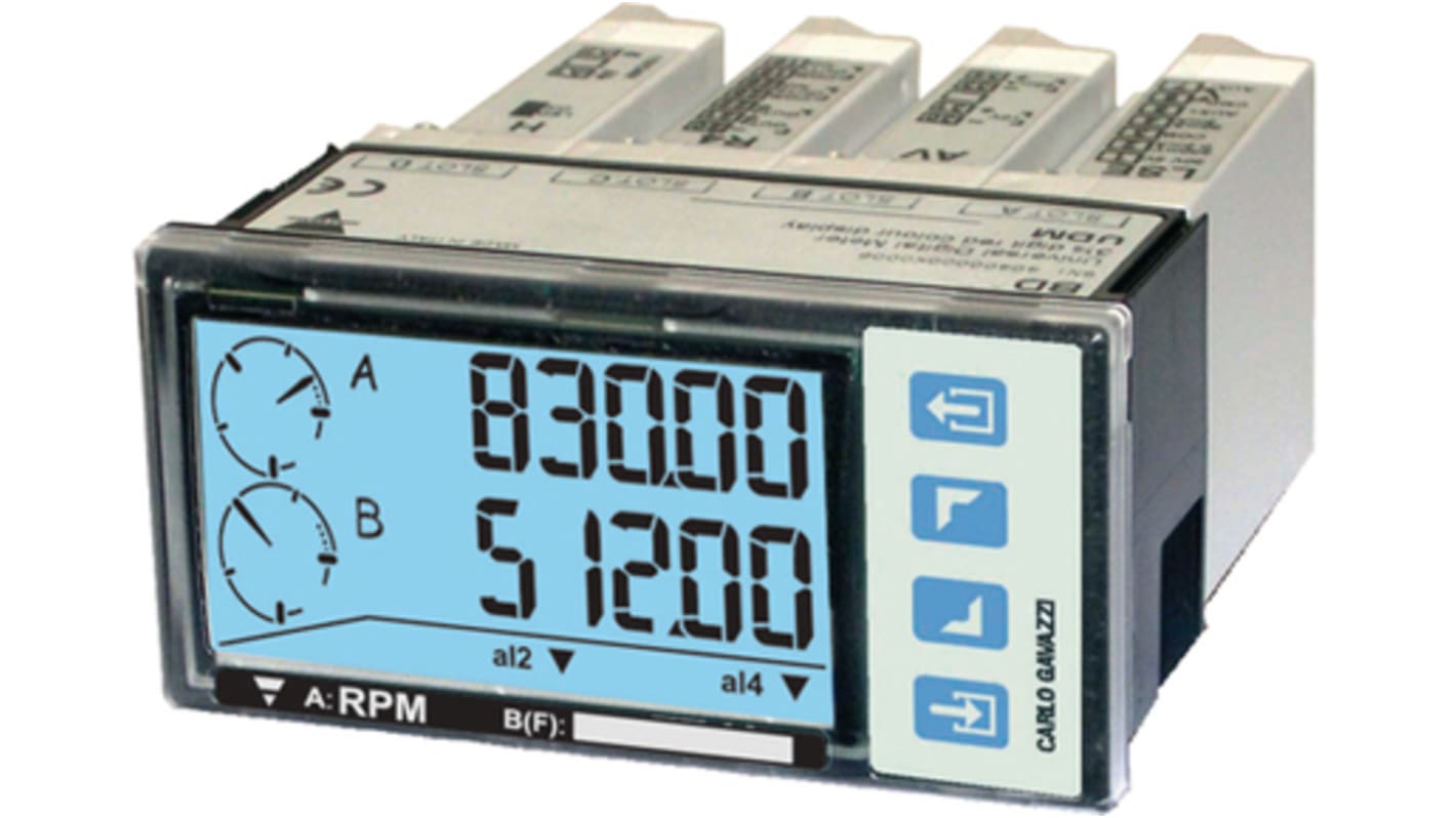 Analizador de red multifunción de panel Carlo Gavazzi UDM, con display LCD, para Dual Rate, Frequency, Period, Speed,