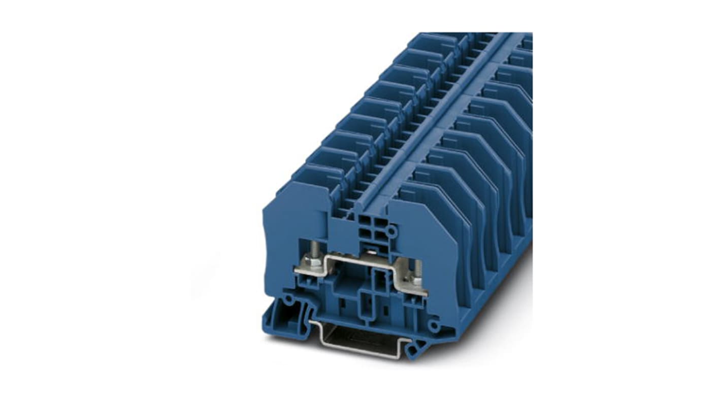 Phoenix Contact RTO 3 BU Series Blue Non-Fused Terminal Block, Single-Level, Bolt Termination