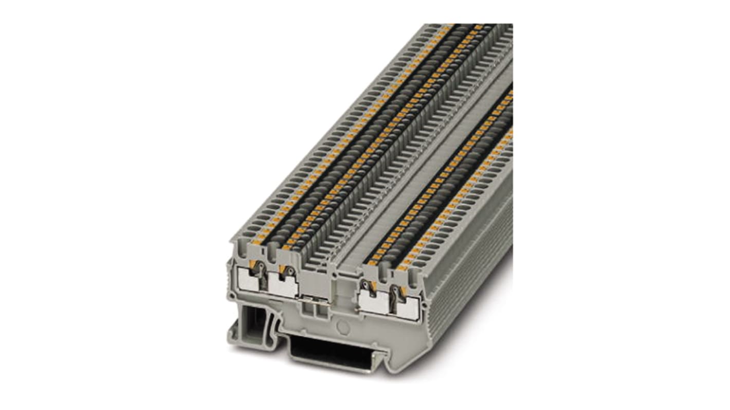 Phoenix Contact PT 1.5/S-QUATTRO-U Series Grey Feed Through Terminal Block, Single-Level, Push In Termination