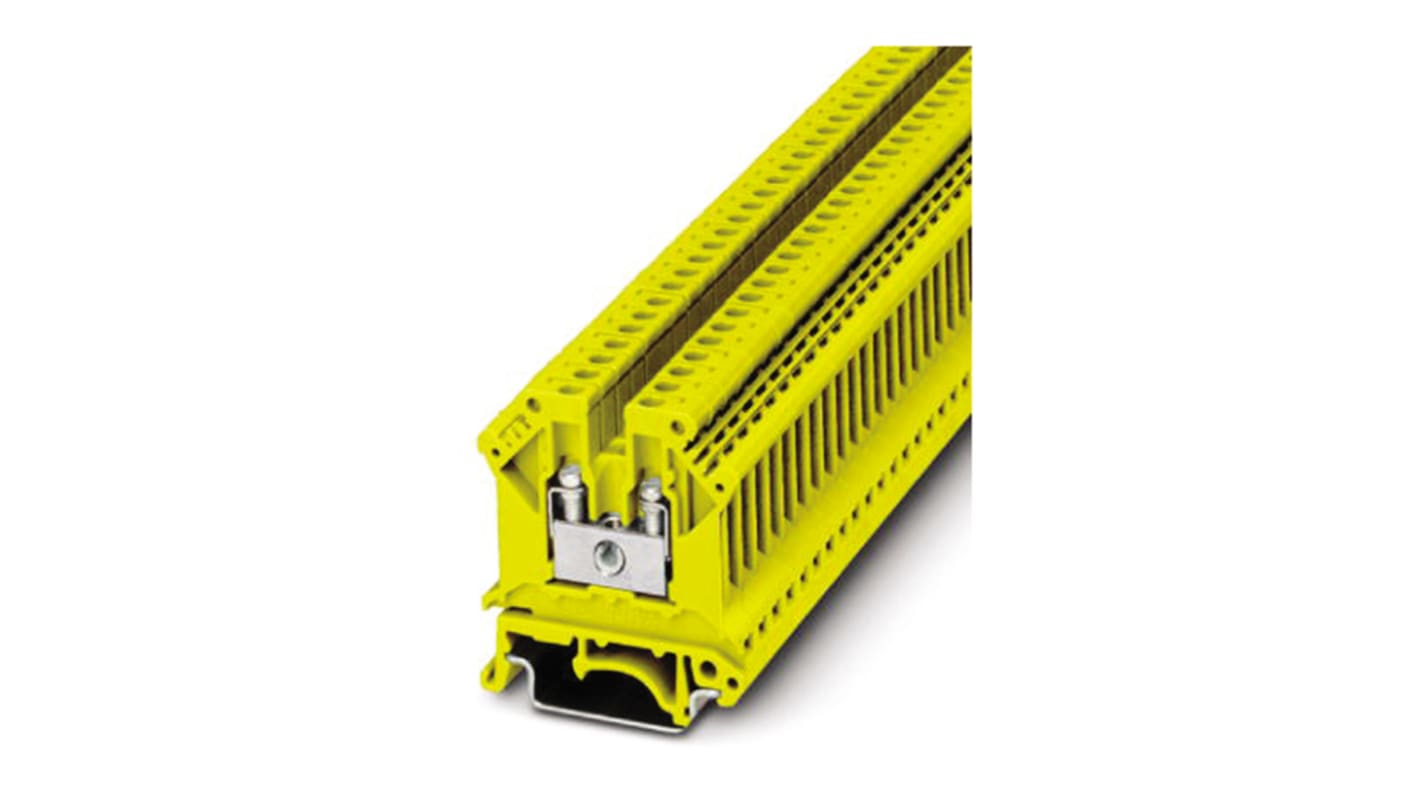 Phoenix Contact UK3 N YE Series Yellow Feed Through Terminal Block, Single-Level, Screw Termination