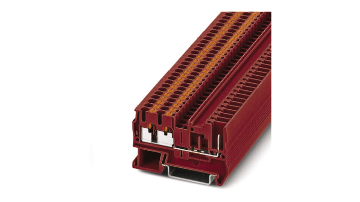 Phoenix Contact PT 2.5-TWIN/1P RD Series Red Feed Through Terminal Block, 0.14 → 4mm², Single-Level, Plug In