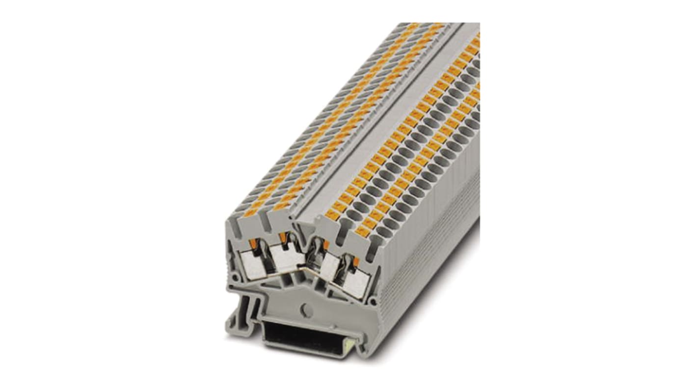 Phoenix Contact PTS 2.5-QUATTRO OG Series Orange Feed Through Terminal Block, Single-Level, Push In Termination