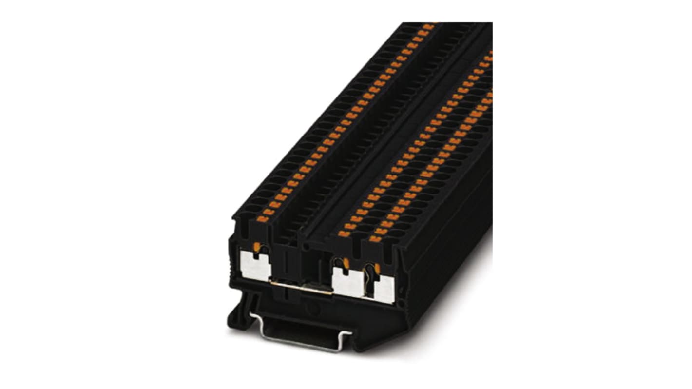 Phoenix Contact PT 2.5-TWIN BK Series Black Feed Through Terminal Block, 0.14 → 4mm², Double-Level, Push In