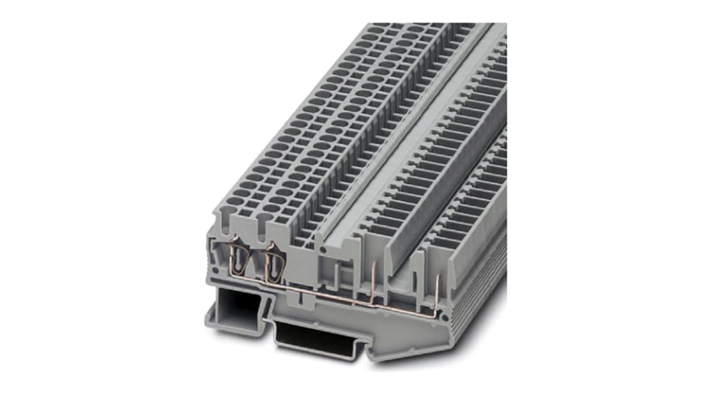 Phoenix Contact ST 2.5-QUATTRO/2P GN Series Green Feed Through Terminal Block, Single-Level, Spring Clamp Termination