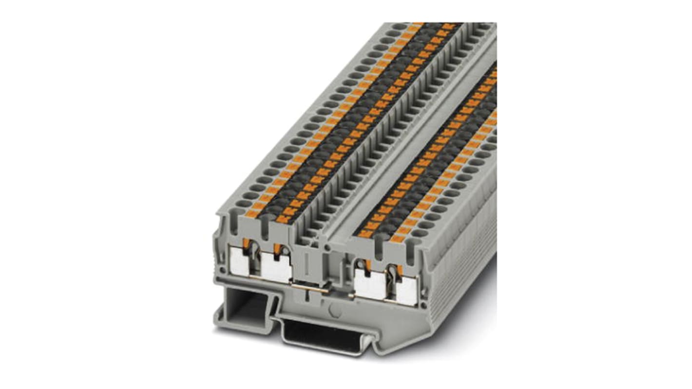 Phoenix Contact PT 2.5/QUATTRO-U Series Grey Feed Through Terminal Block, 0.14 → 4mm², Single-Level, Push In