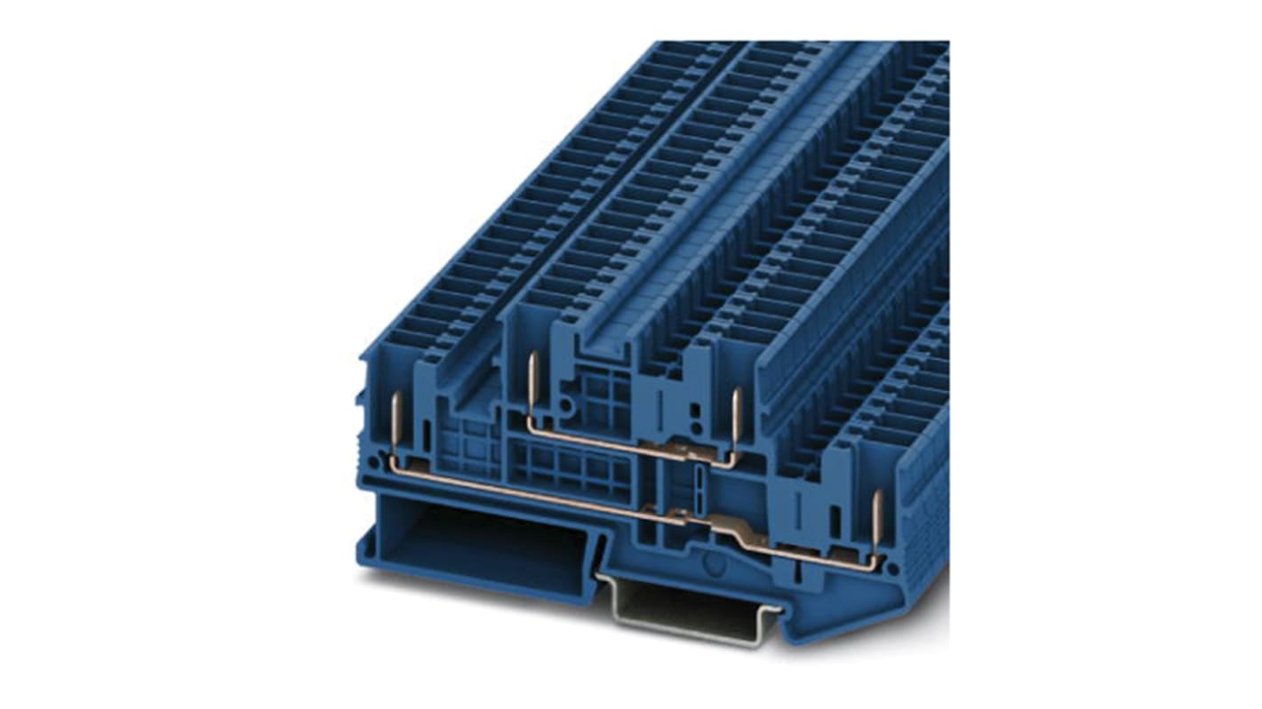 Phoenix Contact STTB 2.5/4P BU Series Blue Double Level Terminal Block, Double-Level, Spring Clamp Termination