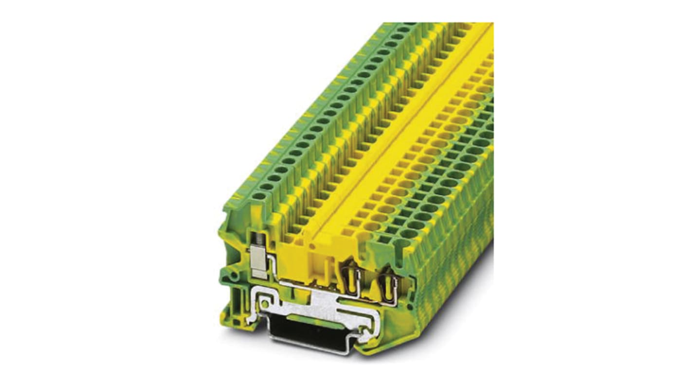 Phoenix Contact STU 2.5-TWIN-PE Series Green, Yellow Earth Block, Single-Level, Screw Termination