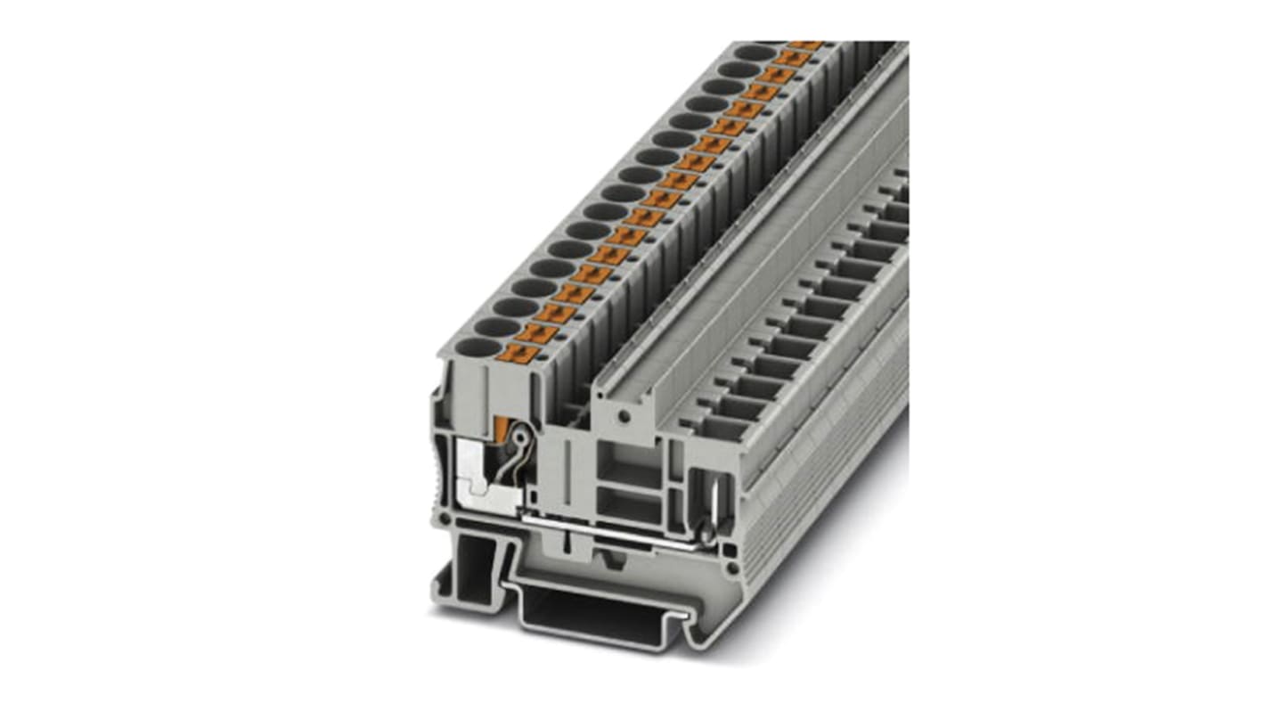 Phoenix Contact PT 6/1P Series Grey Feed Through Terminal Block, Single-Level, Plug In Termination