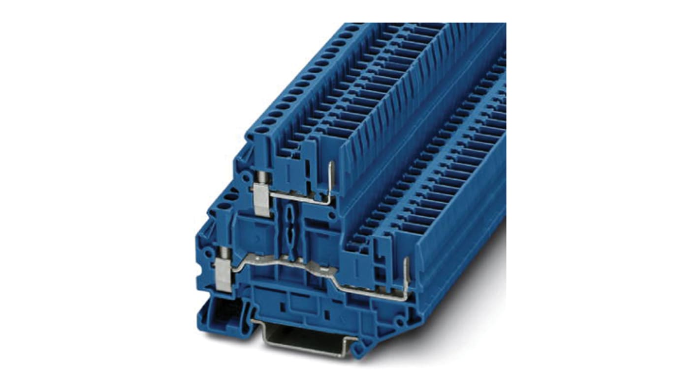 Phoenix Contact UTTB 2.5/2P BU Series Blue Double Level Terminal Block, 0.14 → 4mm², Double-Level, Screw