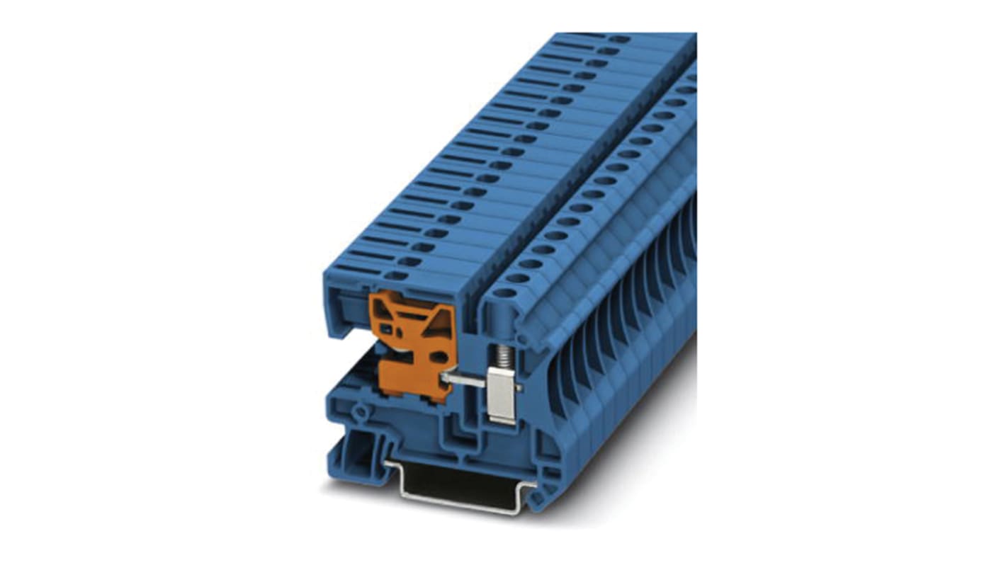 Phoenix Contact UTN 6 Series Blue Din Rail Terminal, Single-Level, Screw Termination