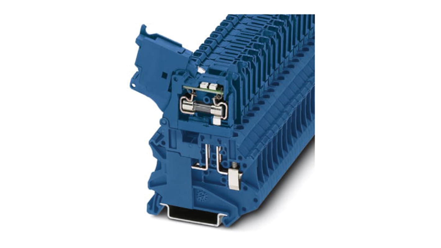 Phoenix Contact UT Series Blue Fused DIN Rail Terminal, 1-Level, Screw Termination, Fused