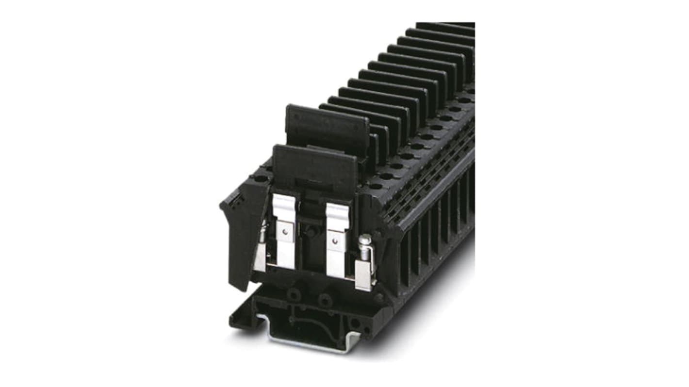 Phoenix Contact UK-SILED24 BK Series Black Fused DIN Rail Terminal, 1-Level, Screw Termination, Fused