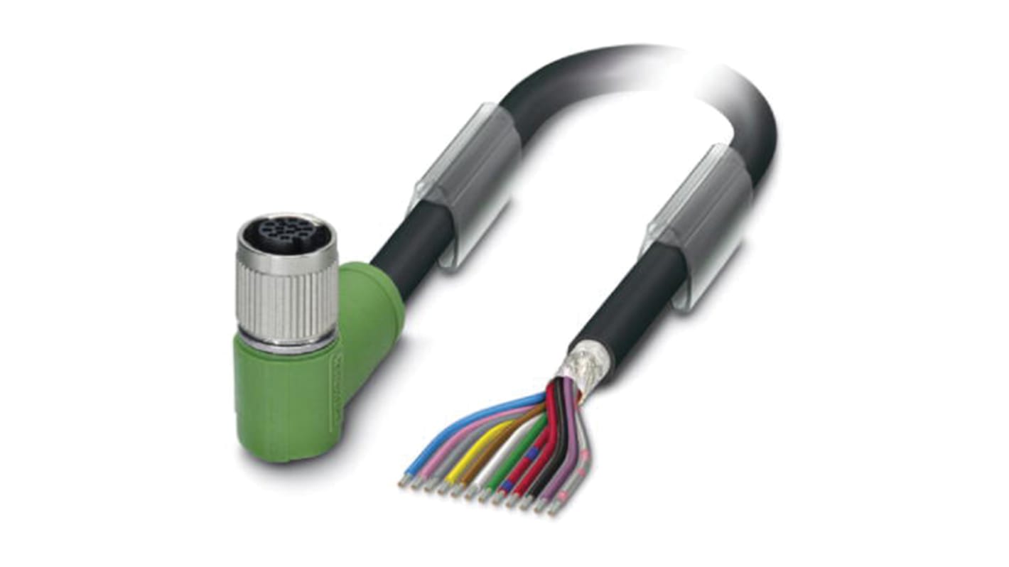 Cable de conexión Phoenix Contact, con. A M12 Hembra, 12 polos, cod.: A, long. 10m, 30 V, 1,5 A, IP65, IP67