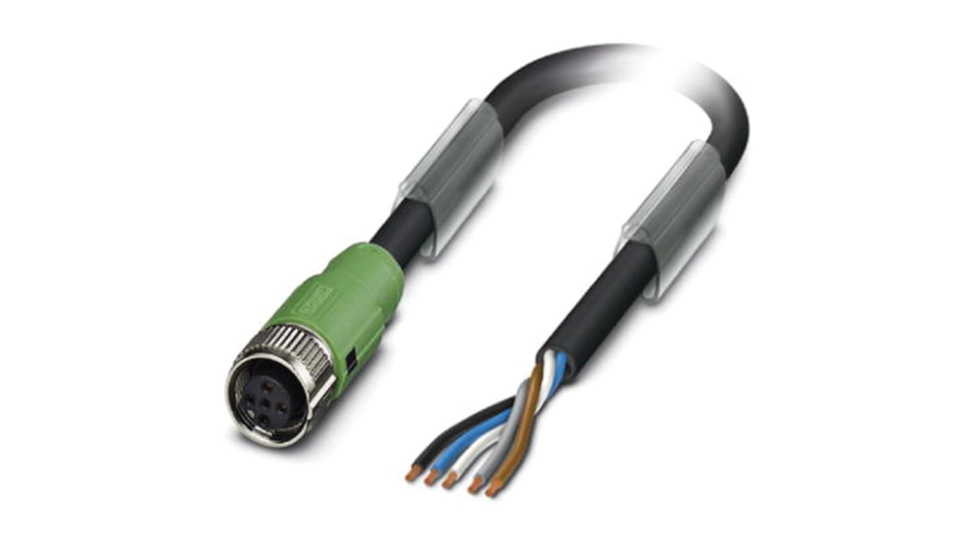 Cable de conexión Phoenix Contact, con. A M12 Hembra, 5 polos, cod.: A, long. 15m, 60 V, 4 A, IP65, IP67, IP68