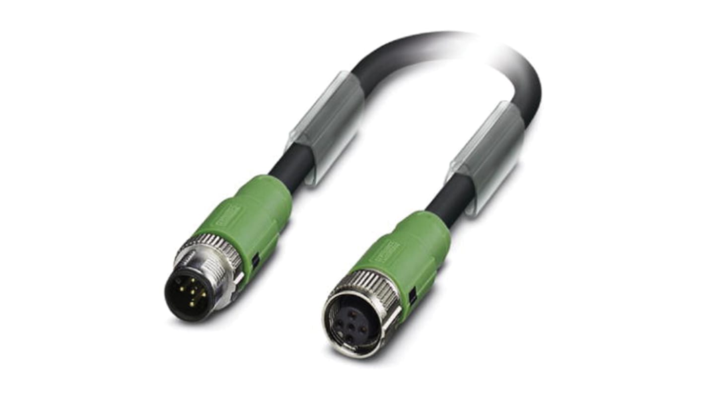 Cable de conexión Phoenix Contact, con. A M12 Macho, 5 polos, con. B M12 Hembra, 5 polos, cod.: A, long. 15m, 60 V, 4