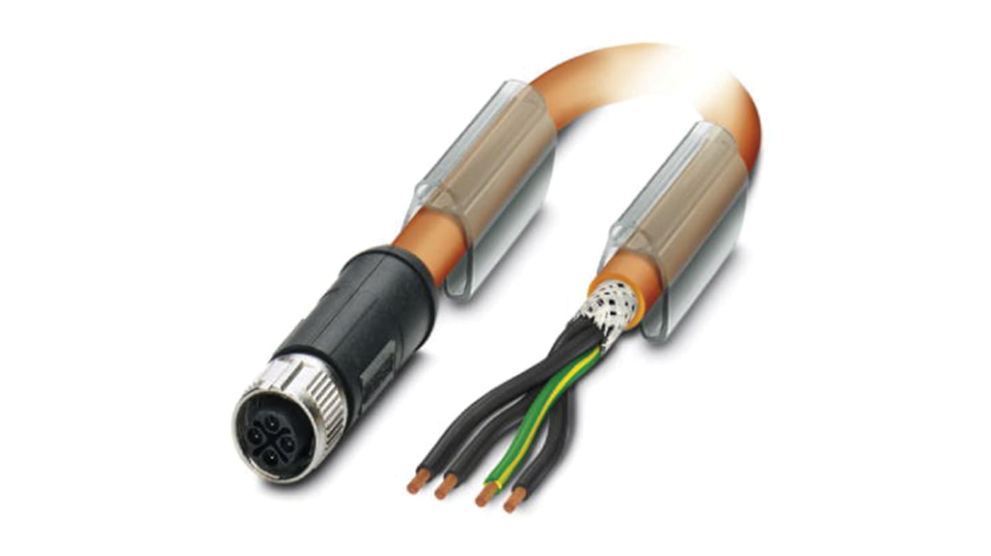 Cable de conexión Phoenix Contact, con. A M12 Hembra, 4 polos, cod.: S, long. 10m, 630 V, 12 A, IP65, IP67