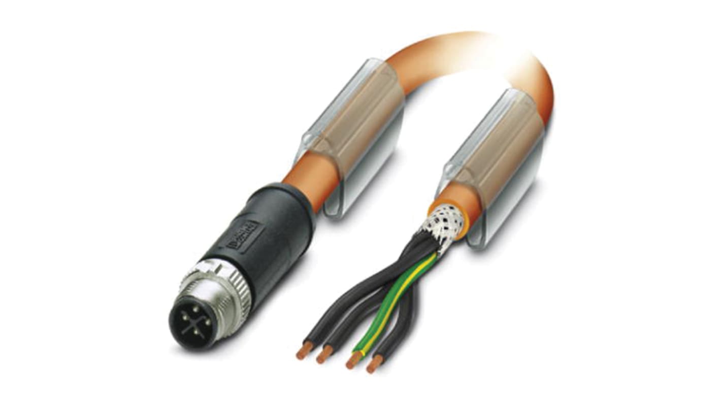 Cable de conexión Phoenix Contact, con. A M12 Macho, 4 polos, cod.: S, long. 10m, 630 V, 12 A, IP65, IP67