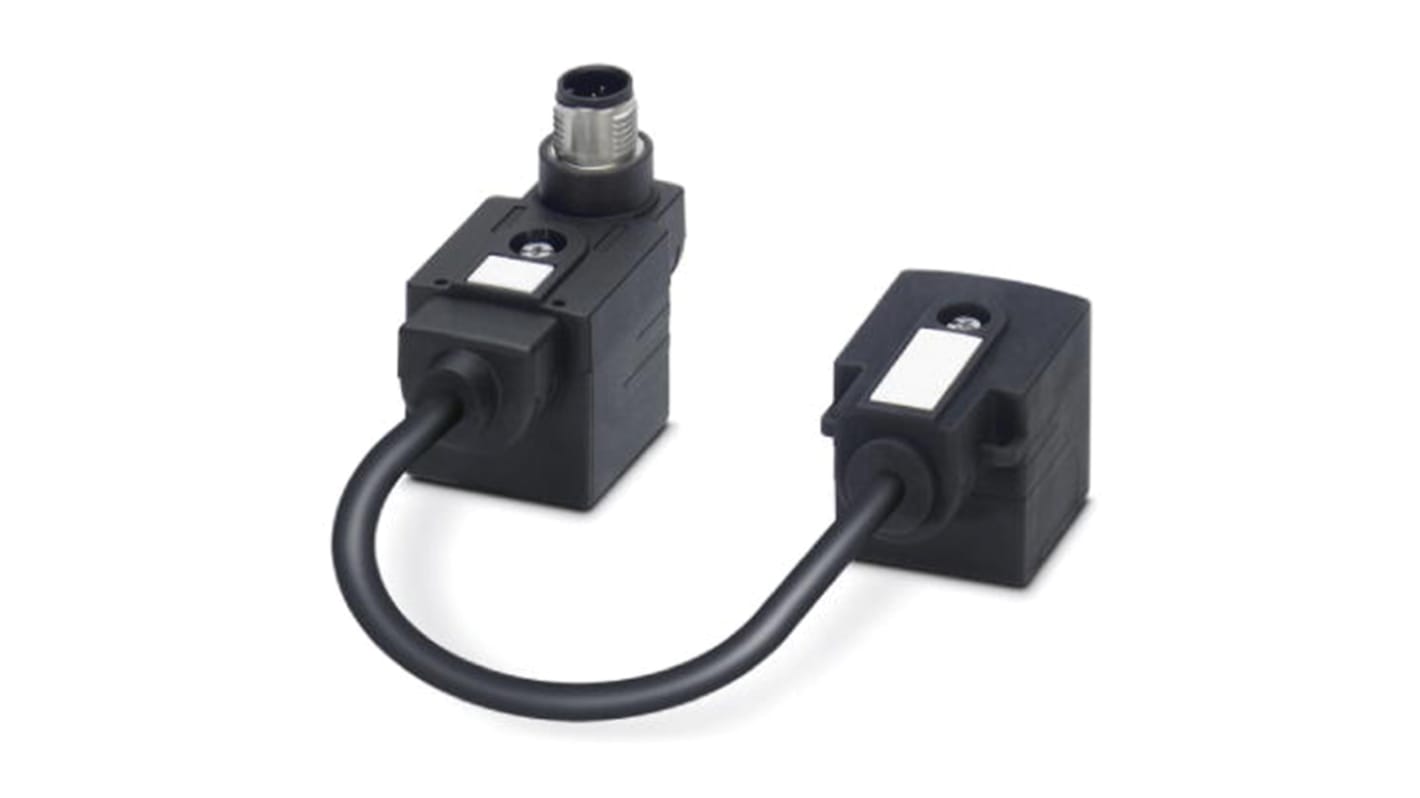 Phoenix Contact Straight Female 4 way DIN 43650 Form A x 2 to Straight Male M12 Sensor Actuator Cable, 100mm