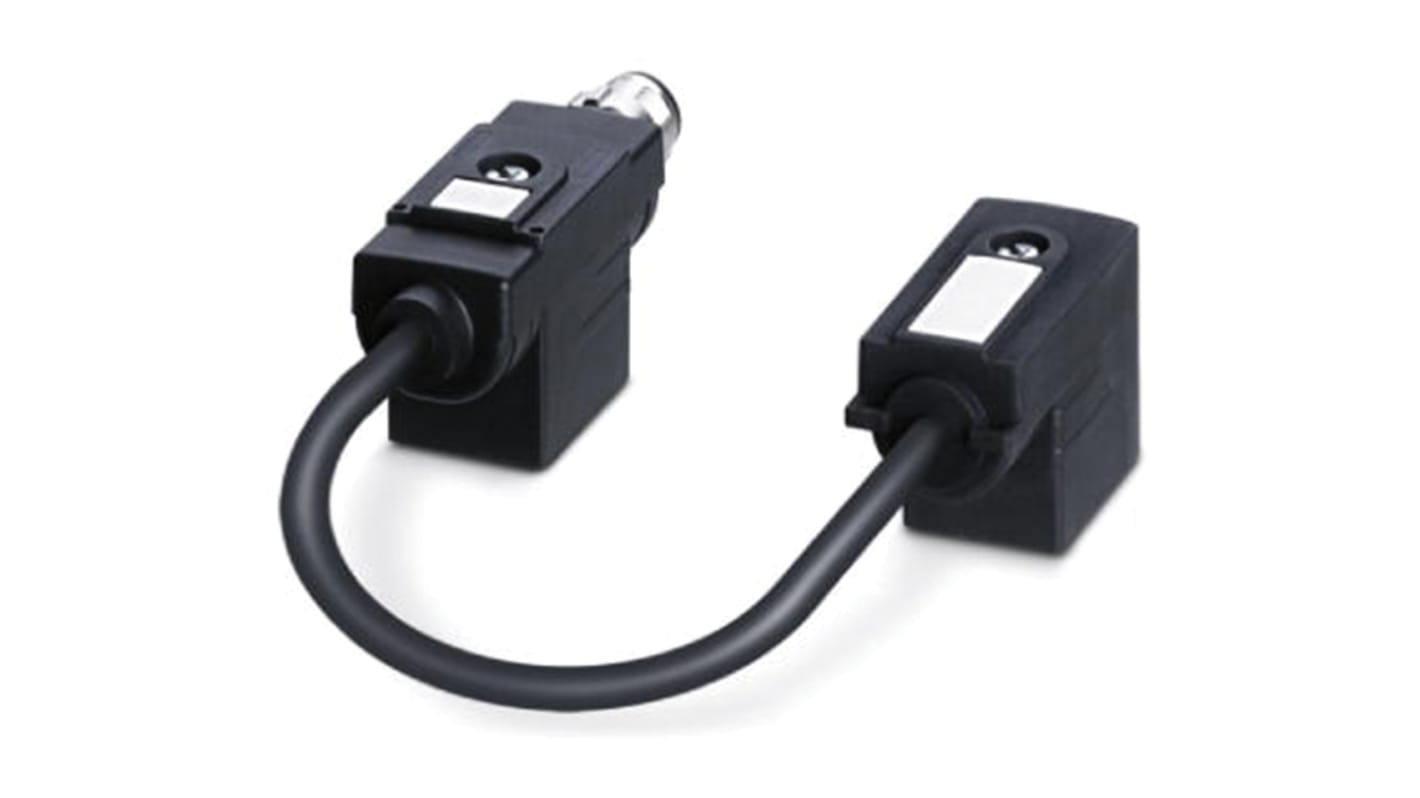 Phoenix Contact Straight Female 4 way DIN 43650 Form B x 2 to Right Angle Male M12 Sensor Actuator Cable, 150mm