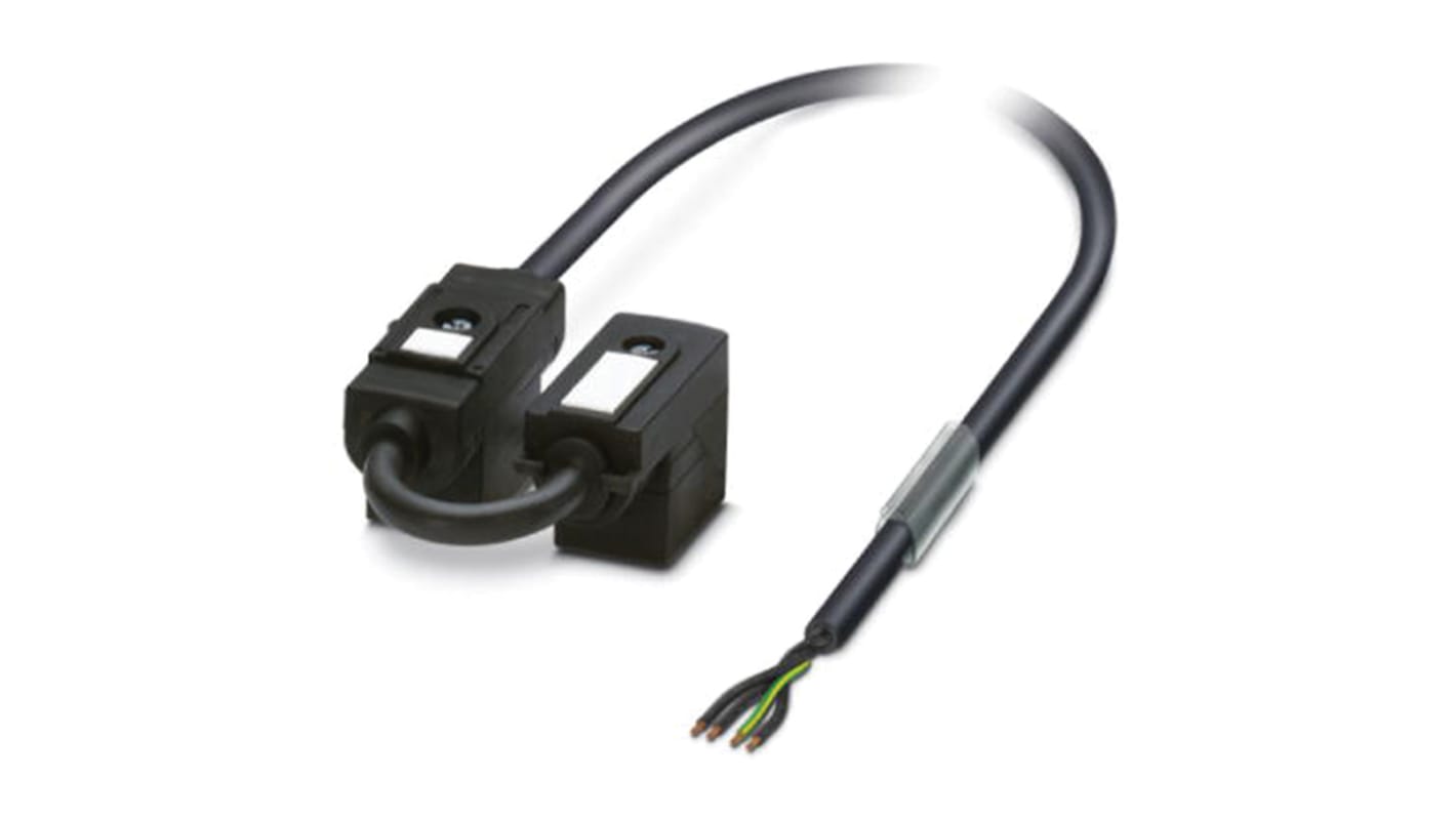 Cable de conexión Phoenix Contact, con. A 2 DIN 43650 forma B, 4 polos, long. 3m, 24 V, 4 A, IP65, IP67