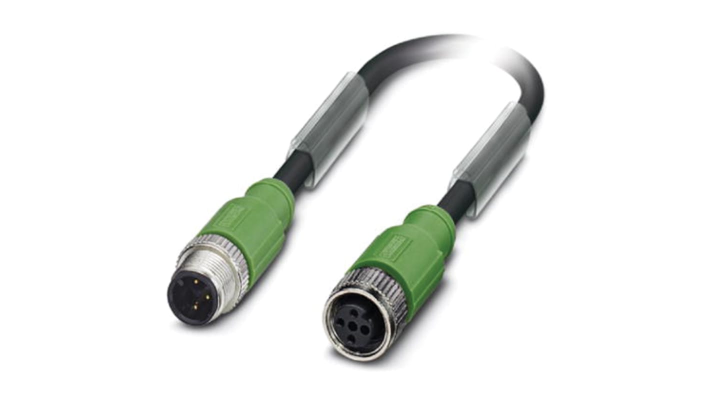 Cable de conexión Phoenix Contact, con. A M12 Macho, 3 polos, con. B M12 Hembra, 3 polos, cod.: A, long. 1.5m, 250 V,