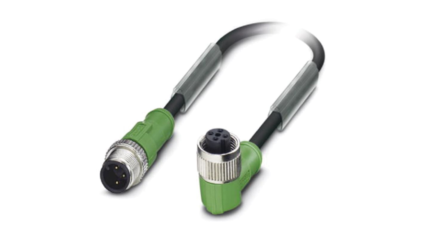 Cable de conexión Phoenix Contact, con. A M12 Macho, 3 polos, con. B M12 Hembra, 3 polos, cod.: A, long. 3m, 300 V, 4