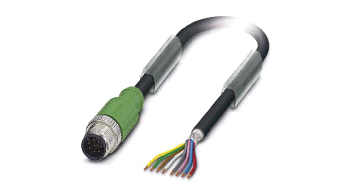 Phoenix Contact Male 8 way M12 to Sensor Actuator Cable, 1.5m